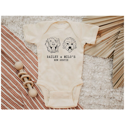 Custom Dog Bestie Baby Onesie®| Baby Shower Gift, Newborn Gift, Personalized Onesie, Dog Best Friend Gifts, Mom To Be Gift, New Baby Gift
