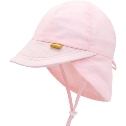 Linen Toddler Sun Hat for Baby Boys Beach Hats Newborn Girls UPF 50+ Hats Adjustable Infant Pool Cap with Neck Flap