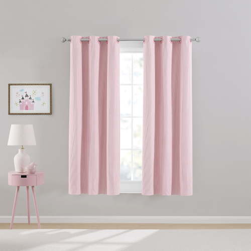 Your Zone Kids' Corduroy Blackout Curtain Panel, 1 Panel, Pink, 38" W x 63" L