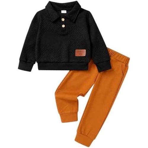 YOUNGER TREE Toddler Baby Boy Clothes Outfits Fall Winter Pullover Long Sleeve Solid Sweatshirt and Pants Sweatsuit Set 1-5T