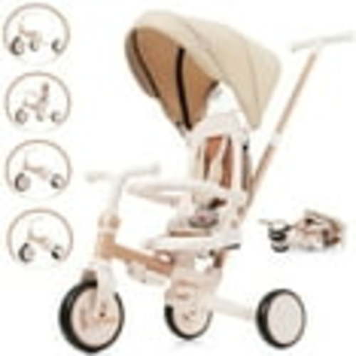 CAMSCH 7 in 1 Baby Tricycle Foldable Toddler Tricycle w/Removable and Adjustable Parent Handle,Toddler Push Bike with Removable Pedal,Canopy and Guardrail,Tricycle for 12-72 Months