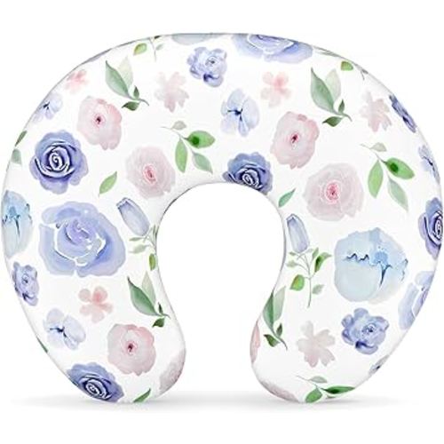 Nursing Pillow Cover, Stretchy Removable Breastfeeding Pillow Cover, Ultra Soft Snug Fits On Newborn Feeding Pillow Case for Baby Girls/Boys, Dinosaur, Purple Flower