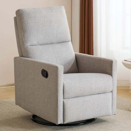 Sfxingyou Swivel Rocking Recliner Chair for Adults, Fabric Solid Print Reclining Sofa for Living Room with Adjustable Headrest