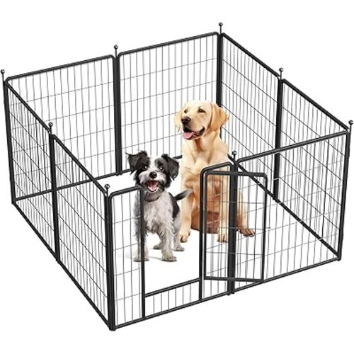 Simple Deluxe Dog Playpen Outdoor, Portable Dog Playpen for Travel, Camping, 32" Height 8 Panels Heavy Duty Dog Pen for Small/Medium Dogs, Black