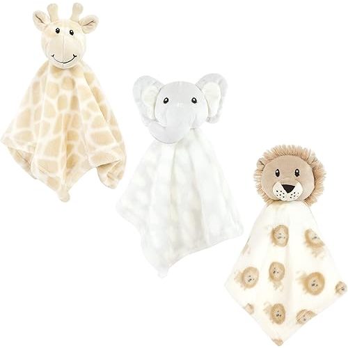 Hudson Baby Unisex Baby Animal Face Security Blanket, Safari Boy, One Size