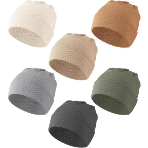 Konssy 6 Pack Baby Beanie Hats for Unisex, Toddler Beanies Baby Girl Boy Hat Warm Cap for Infant, Toddler