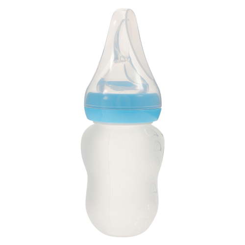 180ml Baby Squeezing Feeding Bottle Multifunctional Rice Paste Bottle Silicone Infant Cereal Food Feeder (Blue)
