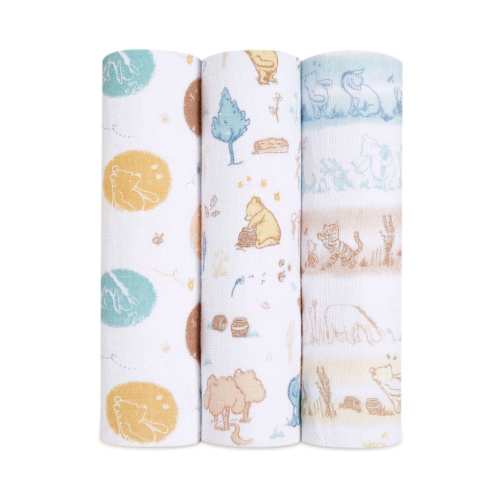 White aden + anais™ Disney Baby Winnie In The Woods Large 100% Cotton Muslin Blankets 3 Pack