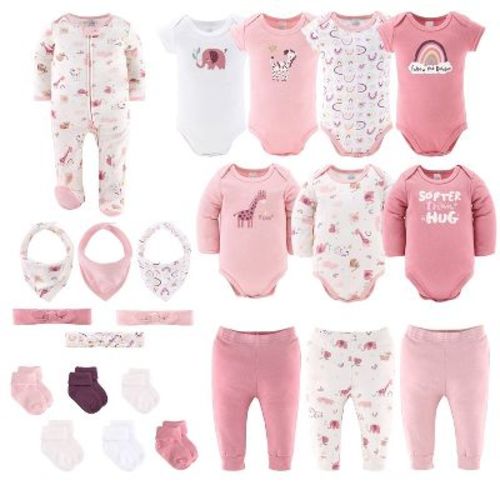 The Peanutshell 23-Piece Clothing Set for Girls - Rainbow Safari, Newborn to 3 Months