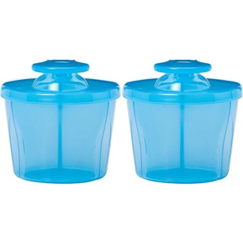 Dr. Brown's Baby Formula Dispenser with Snap-On Lid for On-the-Go Feedings,Milk Powder Dispenser for Traveling with Infant,Blue (Pack of 2)