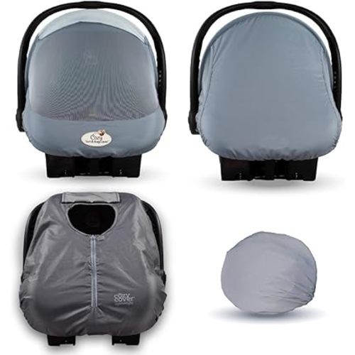 CozyBaby Combo Pack with Mesh Breathable Sun and Bug Cover and Lightweight Spring, Glacier Gray