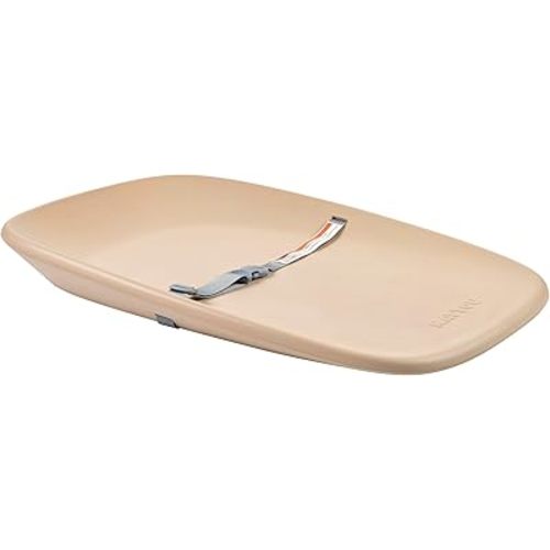 Nattou Softy Changing Pad - Wipeable Baby Changing Mat- Durable, Water-Resistant, Cocoon Shape with Honeycomb Bottom Grips BPA-Free, Assimilates Room Temperature - Beige