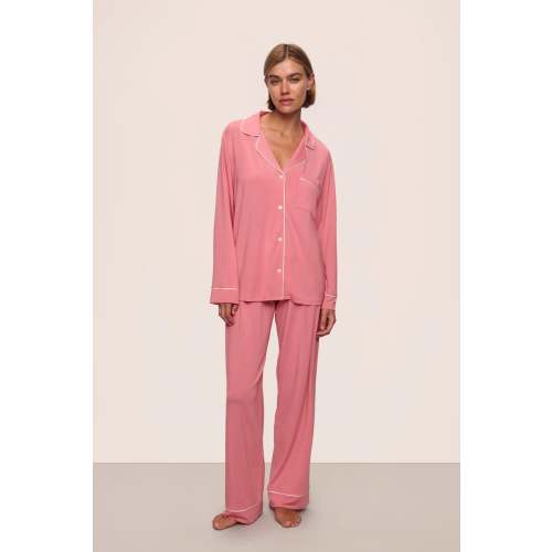 Gisele TENCEL™ Modal Long PJ Set – Sunkissed Coral/Ivory (size large)