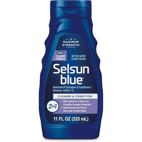 Selsun Blue 2-in-1 Antidandruff Shampoo & Conditioner, Maximum Strength 2-in-1 Treatment With Selenium Sulfide, 11 fl. oz.