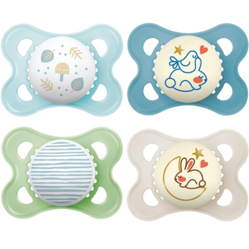 MAM Original Day & Night Pacifiers, Binky Pacifier for 0-6 Months, BPA-Free Silicone, Glows in The Dark, Best for Newborn Babies, Developed with Medical Experts, 4 Count Binkies