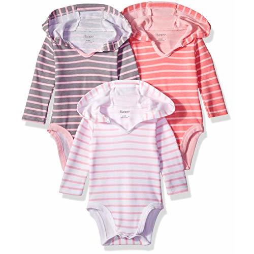 Hanes Baby and Toddler Ultimate Flexy Long Sleeve Bodysuit Hoodie (3 Pack)