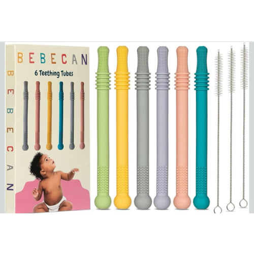 Teething Sticks for Babies 0-36 Months – Super Soft Silicone Teething Aids, Infant Oral Soothing Relief, Multicolor 6-Pack