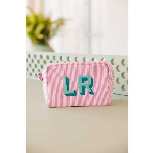 Seersucker Pouch // Seersucker Toiletry bag, Everything Bag, Personalized Travel Bag, Graduation Gift, Birthday Gift, Pencil bag, Kids Bag