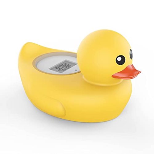 Baby Bath Thermometer Famidoc FDTH-V0-22 Water Temperature Test Floating on Water and Room Digital Bath tub Thermometers Duck Bath Thermometer Baby Safety New Upgraded - Yellow
