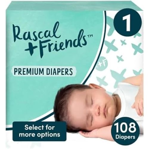 Rascal + Friends Premium Diapers, Size 1, 108 Count