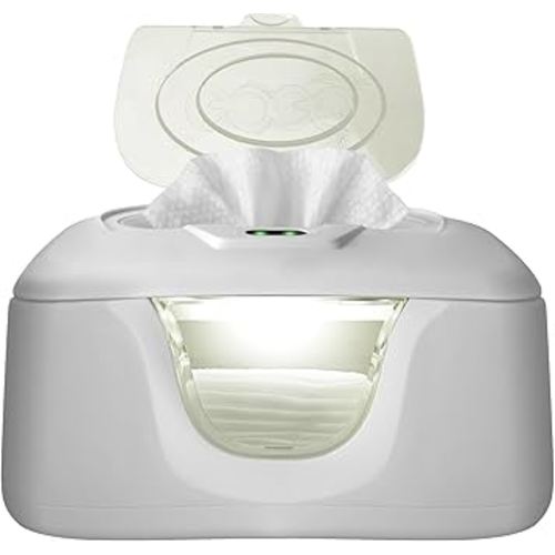 Baby Wet Wipe Warmer and Wet Wipe Dispenser, Advanced Features - 4 Bright Auto Off LED Ample Lights for Nighttime Changes, Dual Heat for Baby's Comfort, Improved Design and Only at Amazon