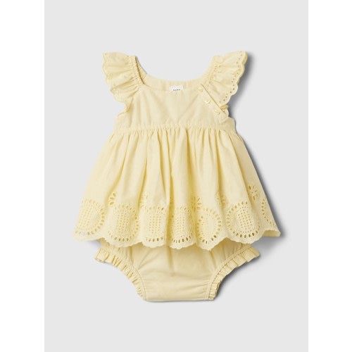 Baby Eyelet Outfit Set in maize yellow