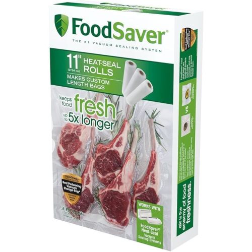FoodSaver Custom Fit Vacuum Sealer Bags, Airtight Food Storage and Sous Vide Rolls, BPA-Free, 11 x 16' (Pack of 3)
