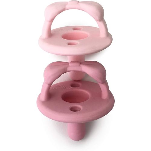 Itzy Ritzy Silicone Pacifiers for Newborn - Sweetie Soother Pacifiers Feature Collapsible Handle & Two Air Holes for Added Safety; for Ages Newborn and Up, Set of 2 in Light Pink & Dark Pink