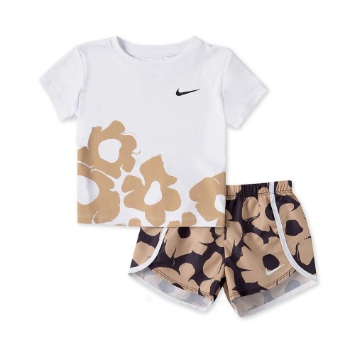 Nike Little Girls 2T-6X Short Sleeve Floral Sprint Short 2-Piece Set