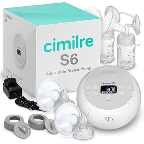 S6 Adjustable Breast Pump by Cimilre, Customizable Pump Sessions with Multiple Cycle Speeds & Hospital Strength Suction Levels, Double Electric Breast Pump
