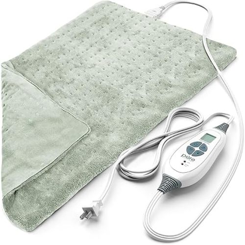 Pure Enrichment PureRelief XL Heating Pad - 12" x 24" Electric Heating Pad for Back Pain & Cramps, 6 Heat Settings, FSA/HSA Eligible, Soft Machine Wash Fabric, Auto-Off & Moist Heat (Zen Green)