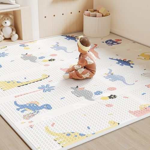 Baby Play Mat Foldable Baby Floor Play Mat X-Large Soft Foam Playmat for Babies Reversible Waterproof Padded Baby Girl Play Mat Portable Thick Crawling Mat for Indoor Outdoor