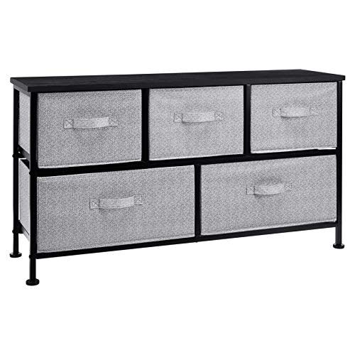 Amazon Basics Extra Wide Fabric 5-Drawer Storage Organizer Unit for Closet, Black