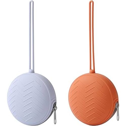 2 Pack Silicone Pacifier Holder Case,Portable Newborn Pacifiers Silicone Pouch for Boys & Girls, BPA Free Silicone Pacifier Container Case (Gray,New Clay)