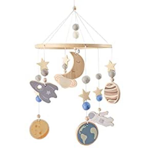 Amazon.com : Space Nursery Mobile - Crib Mobile for Babies - Wooden Baby Mobile -Solar System Crib Mobile Astronaut Space Theme Nursery Bed Decoration,Gift for Newborn (Blue Space) : Baby