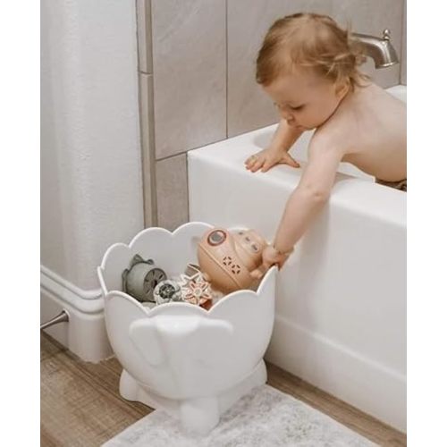 Bath Toy Storage - 2 Piece Baby Bathtub Toy Holder with Removable Base for Draining - Drying Kids Bucket Caddy Bathroom Shower Toy Organizer for Baby Bath Toys Outside Tube (Bath Buddy Toy Storage)