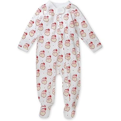 HonestBaby Sleep and Play Footed Holiday Pajamas One-Piece Sleeper Zip-front Organic Cotton PJs Baby Boys, Girls, Unisex