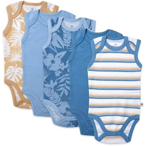 Sleeveless Bodysuits One-piece 100% Organic Cotton for Baby Boys, Girls, Unisex