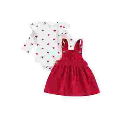 Kiapeise Newborn Baby Girl Valentine's Day Outfits Long Sleeve Romper Heart Onesie Suspender Skirt Infant Pleated Dress Set