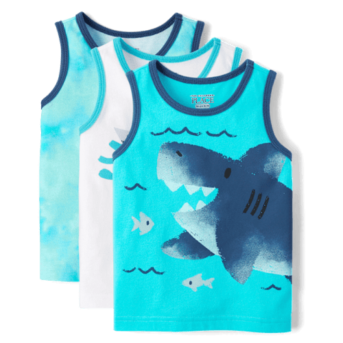 Baby And Toddler Boys Dino Tank Top 3-Pack - Blue