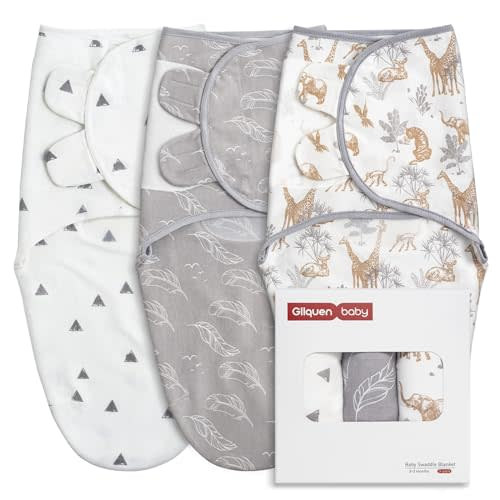 GLLQUEN BABY Swaddle Sleep Sack - Newborn Swaddle Sack 0-3 Months, Easy Swaddle Wrap, Adjustable Nursery Swaddle Blankets for Baby Boys and Girls, Jungle Explorations, Baby Essentials
