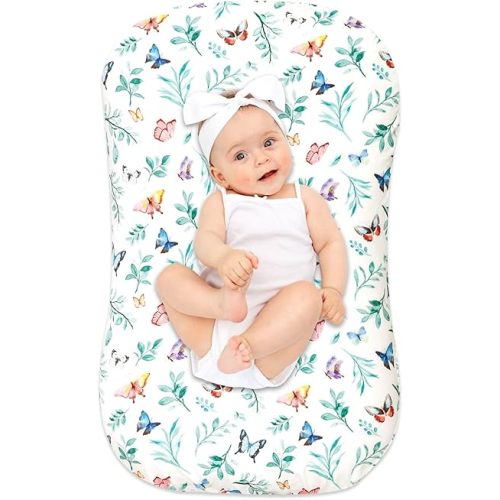 Hooyax Baby Lounger Cover for Boys and Girls, Newborn Lounger Slipcover Removable Infant Floor Seat Baby Nest Cover, Baby Padded Lounger Cover, Butterfly