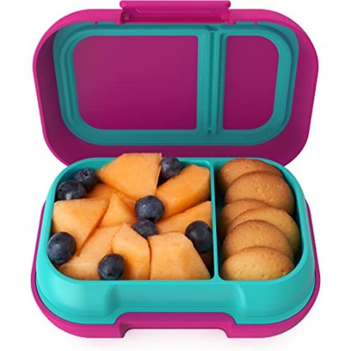 Bentgo Kids Snack - 2 Compartment Leak-Proof Bento-Style Food Storage for Snacks and Small Meals, Easy-Open Latch, Dishwasher Safe, and BPA-Free - Ideal for Ages 3+ (Fuchsia/Teal)