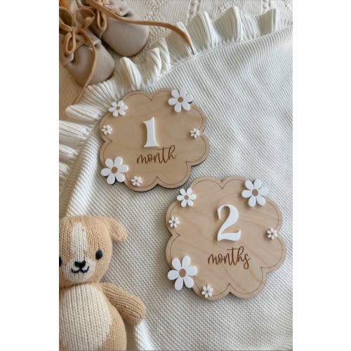 Baby Milestone | Boho Baby Milestone | Wooden daisy Flower Milestone Disc | Monthly Baby Milestone Marker | Baby Growth | Baby Photo Prop