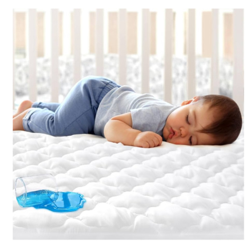 Crib Mattress Protector Sheets Fitted Waterproof Crib Mattress Pad Cover, Noiseless & Machine Wash 100% Absorbent Crib/Toddler Mattress Protector Sheet Quilted, White, 52" x 28"