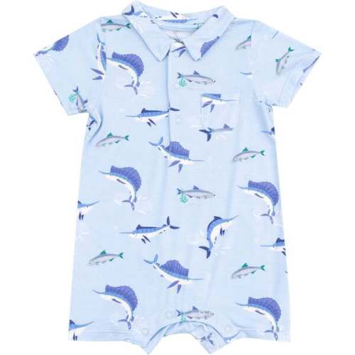Polo Shortie, Deep Sea Fishing Blue - Angel Dear | Maisonette