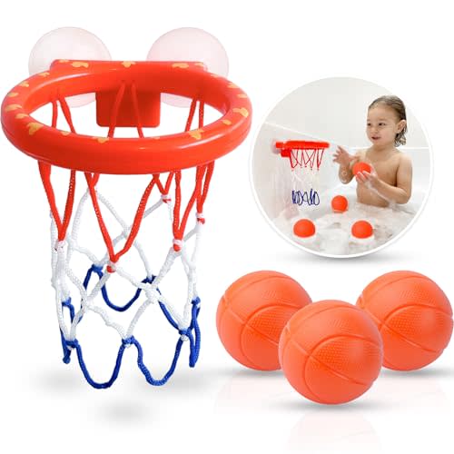 MARPPY Bath Toys - Bathtub Basketball Hoop for Kids Toddlers - Mold Free Bath Toys with Suction Cup & 3 No Hole Balls - Shower and Bathtub Toys for Toddlers - Boys Girls