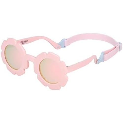 COCOSAND Toddler Sunglasses with Strap Polarized Lens Retro Flexible Flower Frame for Baby Kids Boys Girls Age 3-24 Months