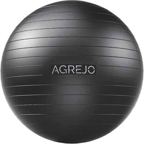 Yoga Ball, Exercise Ball for Pilates Stability, Anti-Burst and Slip Resistant for Physical Therapy, Birthing, Stretching & Core Workout, Flexible Seating, Home Gym, with Pump