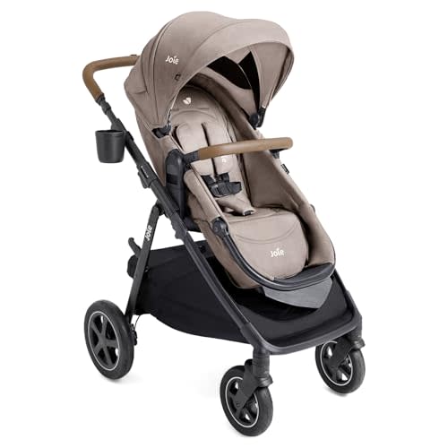 Joie Baby, Ginger™ DLX 4‑in‑1 Pramette Stroller, All‑Terrain Baby Stroller with Convertible Seat, Lie‑Flat Pram Mode (Mocha)